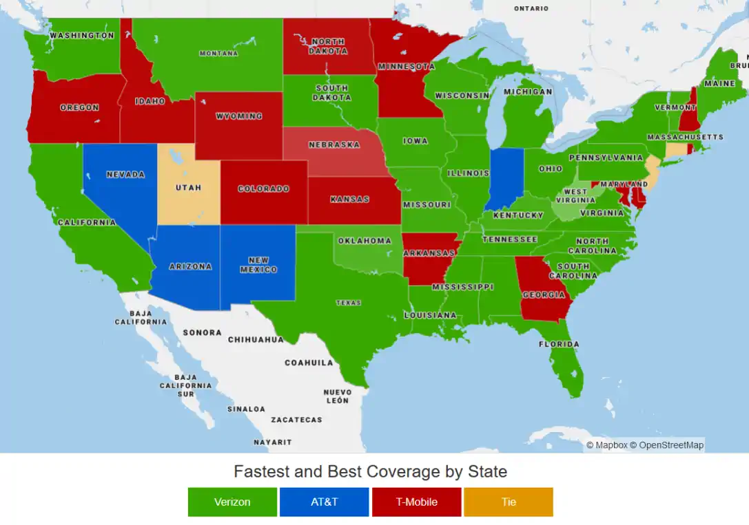 Best cell phone provider by state